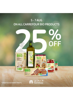 خصم مذهل 25% على منتجات كارفور بيو