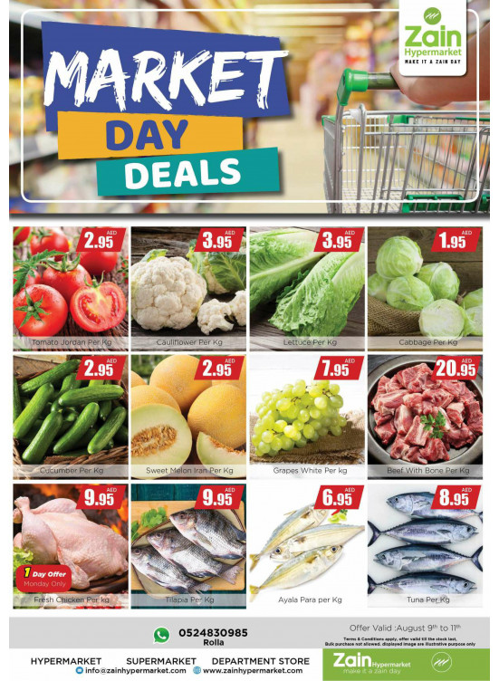 Market Day Deals Rolla, Sharjah from Zain Hypermarket until 11th August Zain Hypermarket UAE