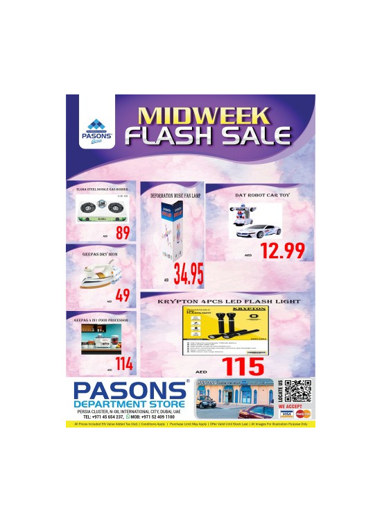 Midweek Flash Sale from Pasons until 9th December - Pasons UAE Offers