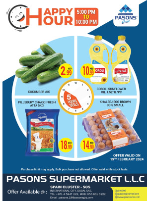 Happy Hours - Pasons 18 Supermarket