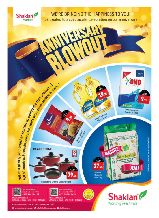 Anniversary Deals Al Warqa 1 from Shaklan until 5th November Shaklan UAE Offers & Promotions