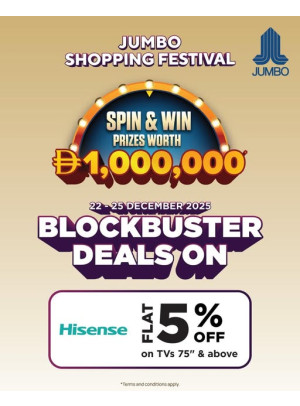 Enjoy FLAT 5% OFF On Hisense TVs 75”
