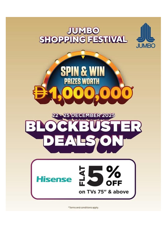 Enjoy FLAT 5% OFF On Hisense TVs 75”