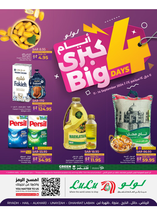 4 Big Days Offers -  Riyadh, Hail, Al Kharj, AUnayza & Dahra Laban