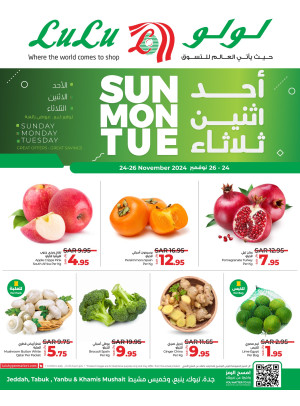 Sun, Mon & Tue Fresh Deals - Jeddah, Tabuk, Yanbu & Khamis Mushait