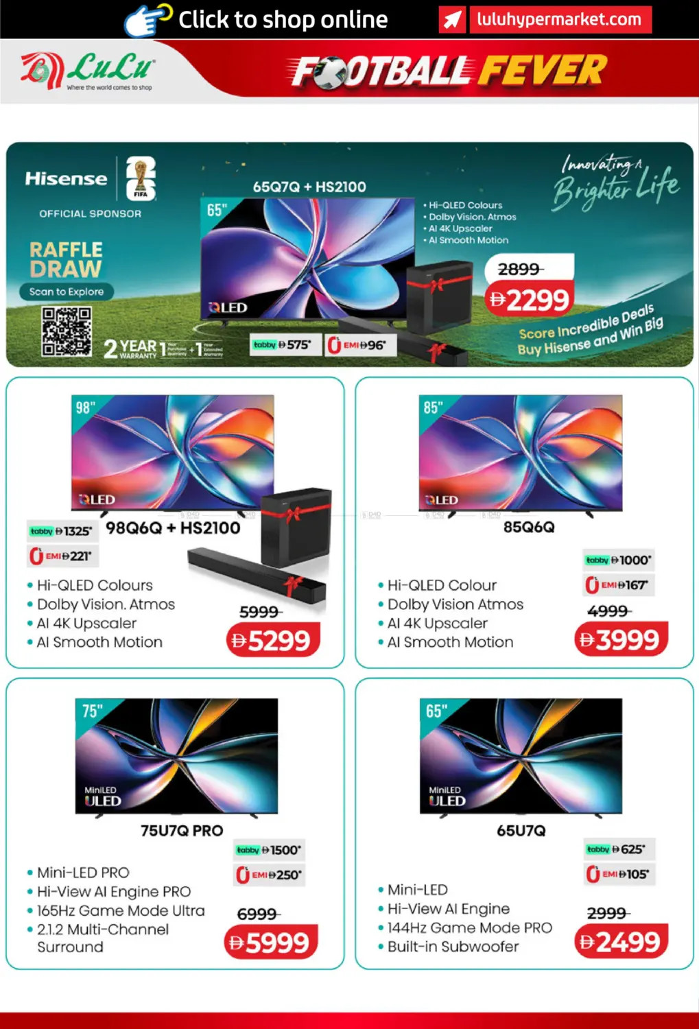 Hisense big screen TV deals LuLu UAE