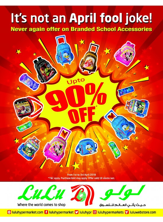 90 Off on Branded School Accessories from Lulu until 4th April Lulu