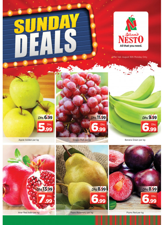 Sunday Deals Ras Al Khaimah from Nesto until 16th August Nesto UAE