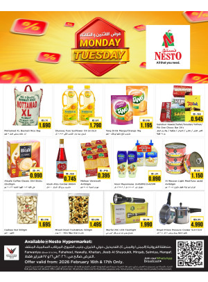 Monday and Tuesday Deals