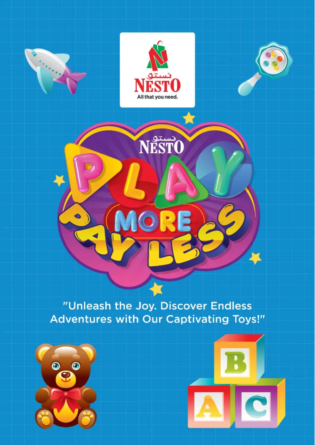 Nesto Play More & Pay Less catalog cover, UAE