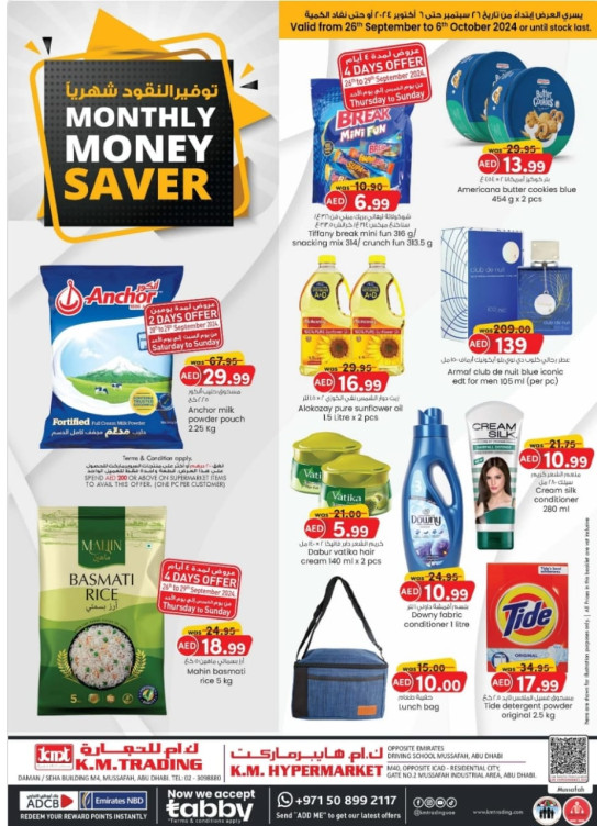 Monthly Money Saver Mussafah Branches from K.M. TRADING until 6th