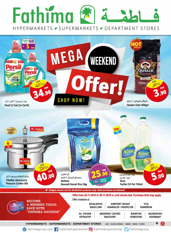 Mega Weekend Offers Abu Dhabi and Al Yahar Branches from Fathima