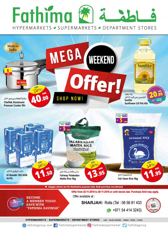 Mega Weekend Offers Sharjah from Fathima until 28th November