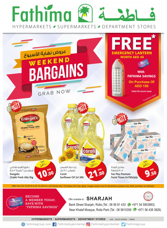 Weekend Bargains - Sharjah from Fathima until 3rd October - Fathima UAE