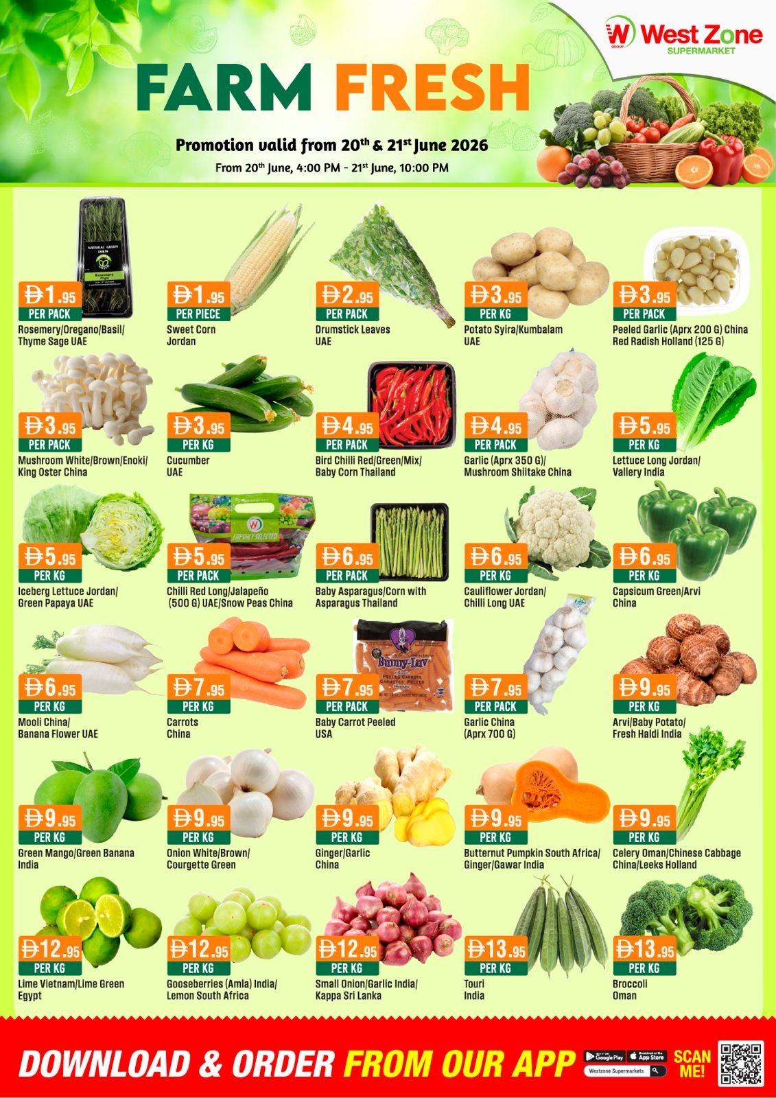 West Zone Farm Fresh Deals UAE - Fresh Vegetables and Herbs