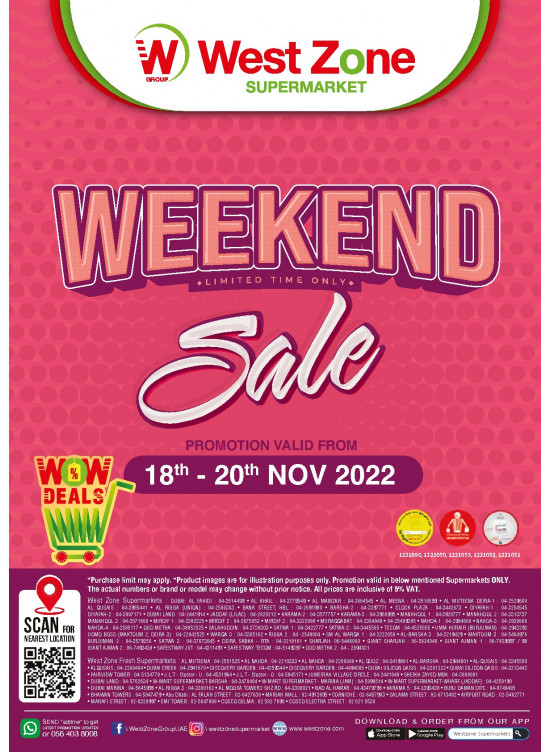 Weekend Sale from West Zone until 21st November West Zone UAE Offers