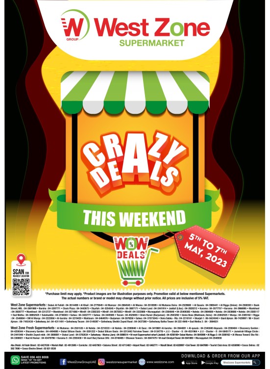 Crazy Deals from West Zone until 7th May West Zone UAE Offers