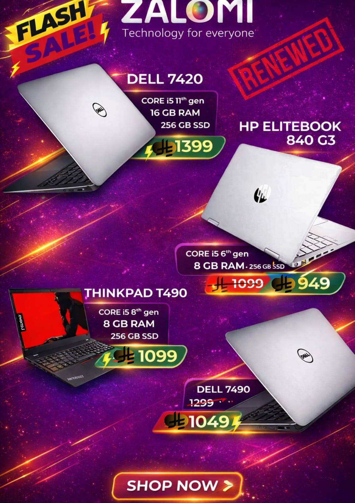 Flash Sale Renewed Laptop from Al Madina Hypermarket until 14th April - Al Madina Hypermarket KSA Offers & Promotions — page 1