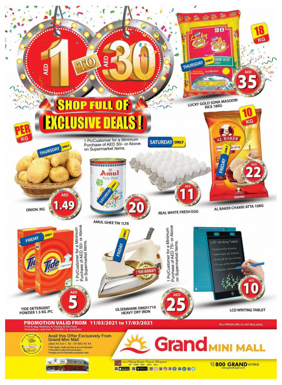 1 AED To 30 AED Deals - Grand Mini Mall