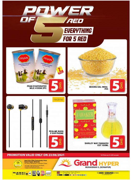 Power Of 5 AED - Grand Hyper Muhaisnah