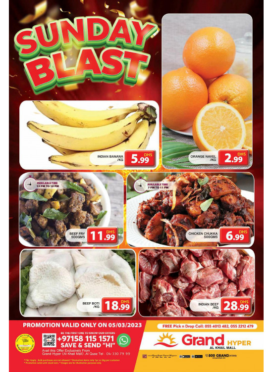 Sunday Blast Grand Hyper Al Khail Mall from Grand Hypermarket until