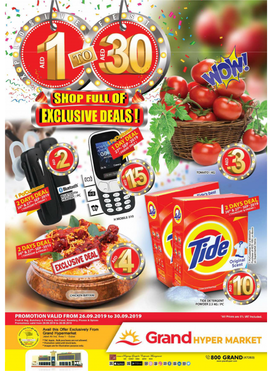 1 To 30 AED - Grand Hypermarket Jebel Ali