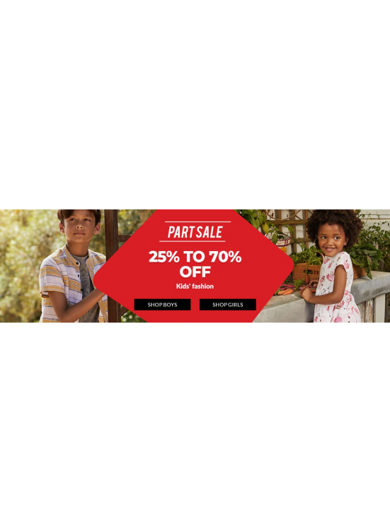 خصم 25% حتى 70% على أزياء الأطفال