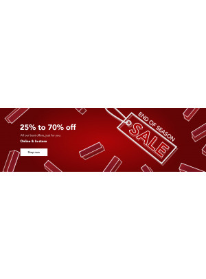 End of Season Sale 25  To 70% Off