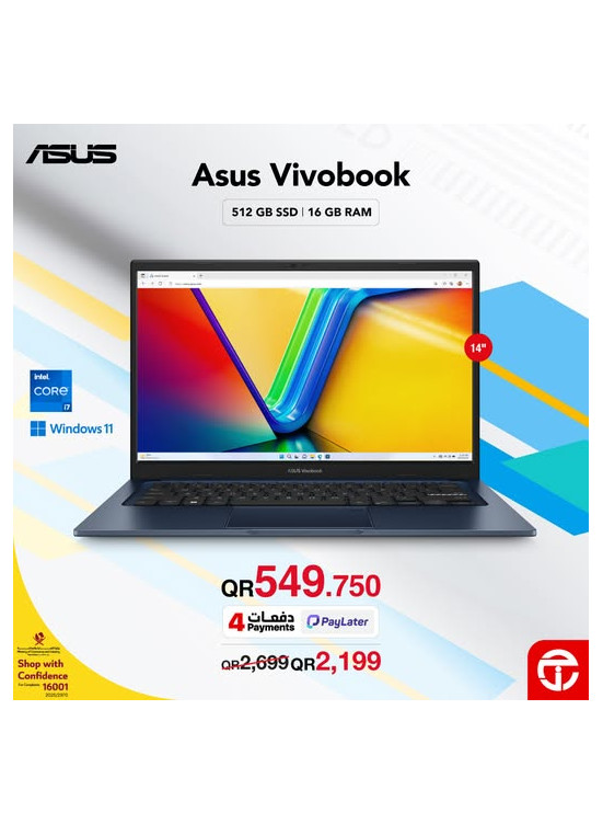 Great Price on Asus Vivobook Laptops from Jarir Bookstore until 11th