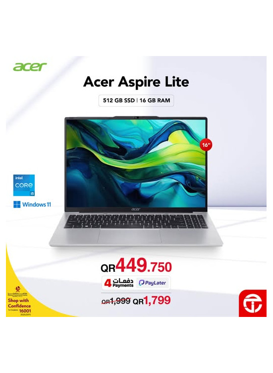 سعر رائع على لابتوب Acer Aspire Lite