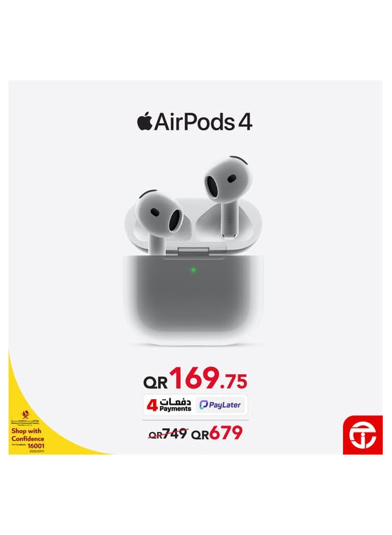 سعر رائع على سماعات Apple AirPods 4