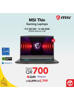 سعر مميز على لابتوب الألعاب MSI Thin