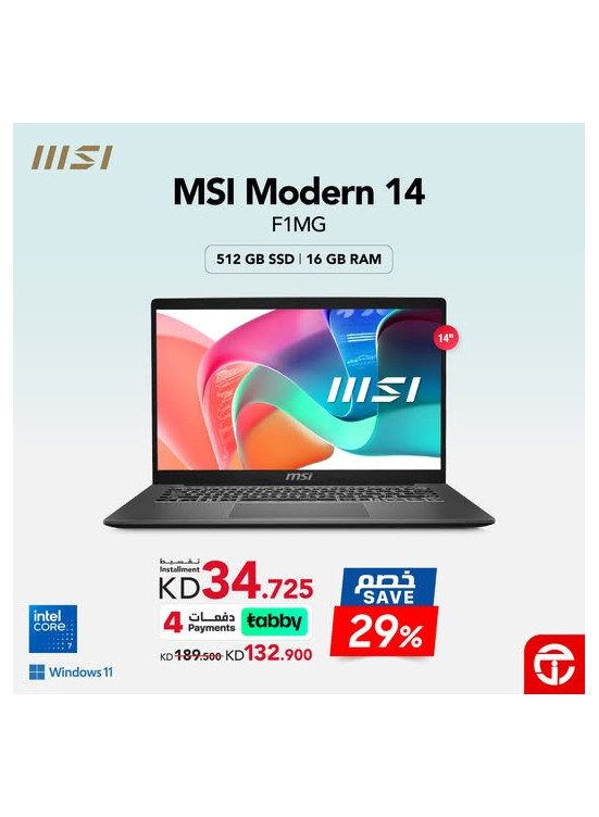 Save Up To29% On MSI Modern 14 F1MG laptop