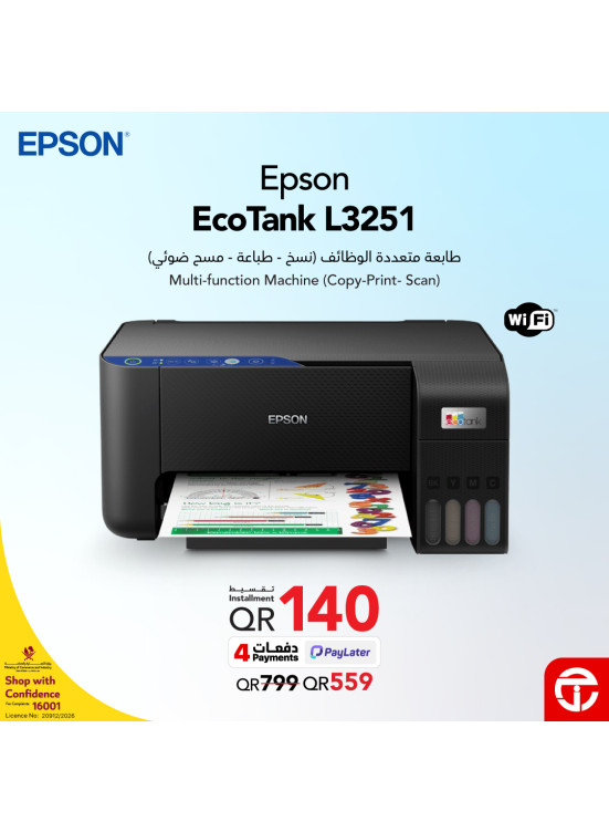 Great Price on Epson Ecotank L3251 Multi-function Printer