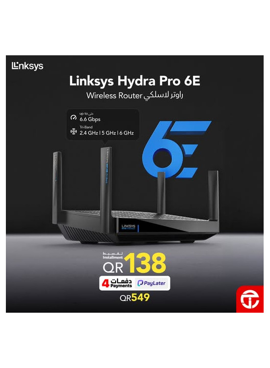 سعر مميز على جهاز الراوتر اللاسلكي Linksys Hydra Pro 6E