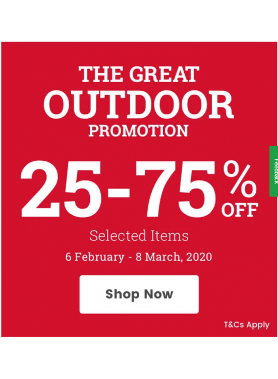 Great Outdoor Promotion - 25% To 75% Off