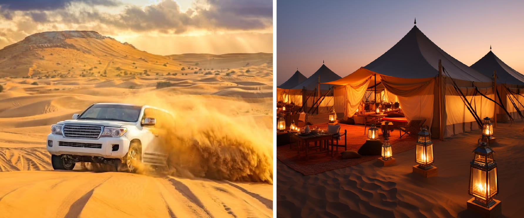 Dubai desert free sunset dunes DIY experience camel silhouettes