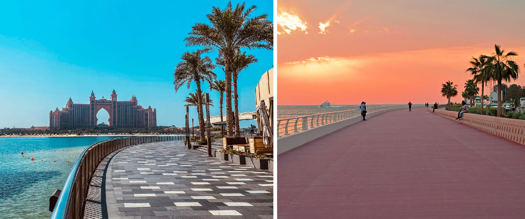 Palm Jumeirah Boardwalk free 11km waterfront promenade with food trucks Dubai
