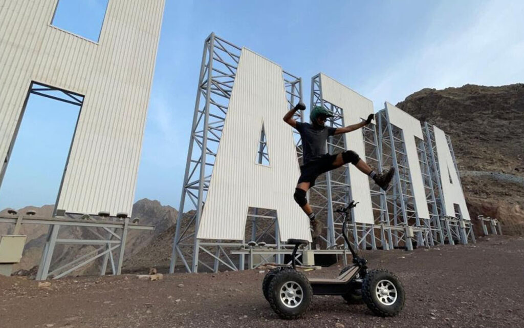 off-road electric rovers exploring Hatta Wadi Hub trails