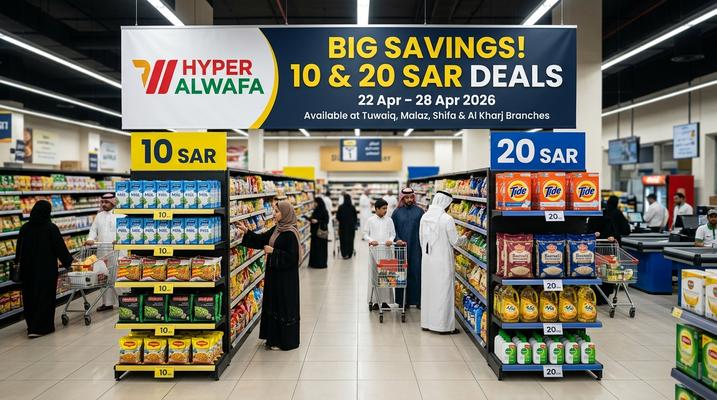 Al Wafa Hypermarket 10 & 20 SAR Deals in Riyadh & Al Kharj – Apr 22 to 28, 2026