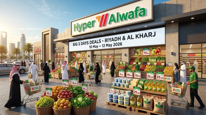 Al Wafa Hypermarket Big 3 Days Deals: Riyadh & Al Kharj – Up to 67% Off (10-12 May 2026)