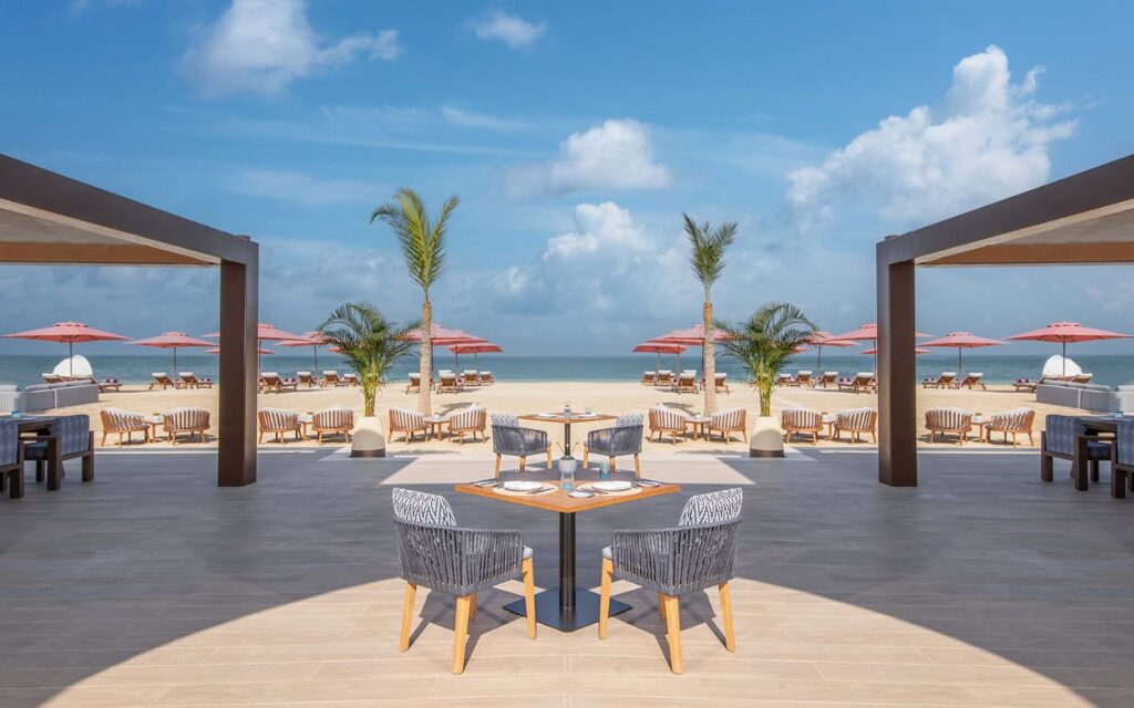 Beach House restaurant at Anantara Mina Al Arab with outdoor sea-view seating