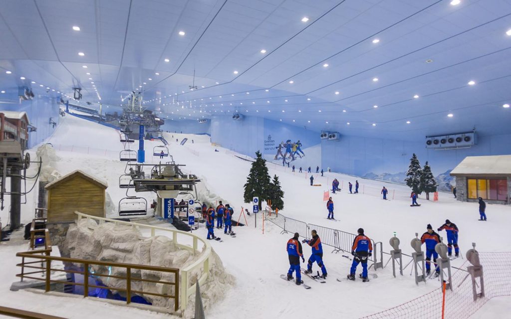 Tobogganing slope in Ski Dubai during winter