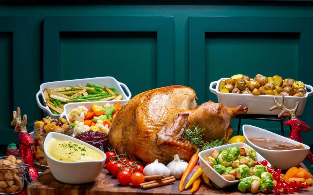 Counter Culture Café turkey takeaway at Dubai Marriott Harbour with roast potatoes, greens and gravy