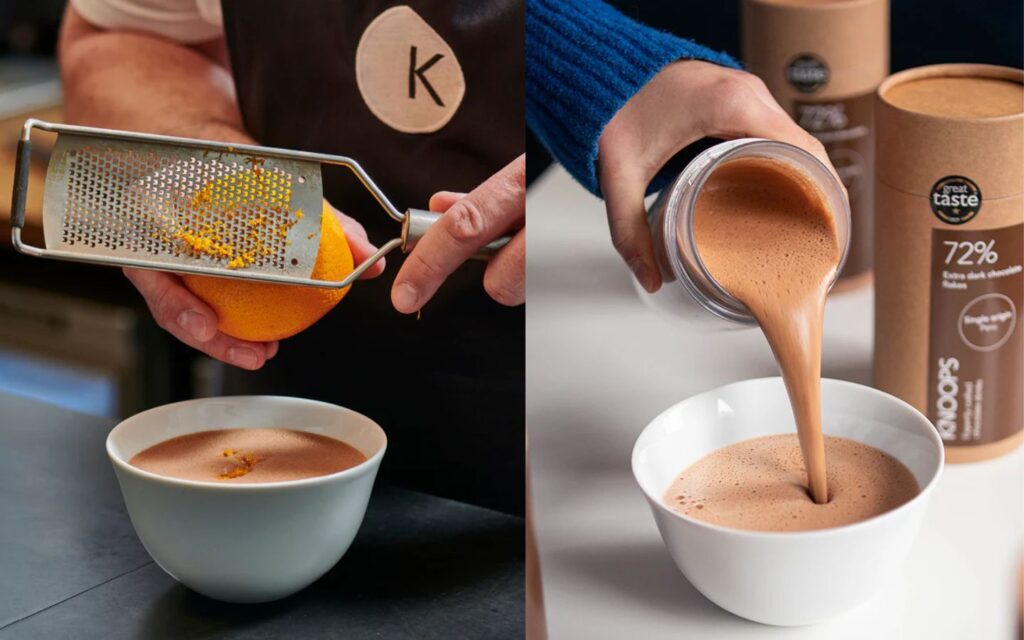 Creamy hot chocolate at Knoops UAE in Dubai
