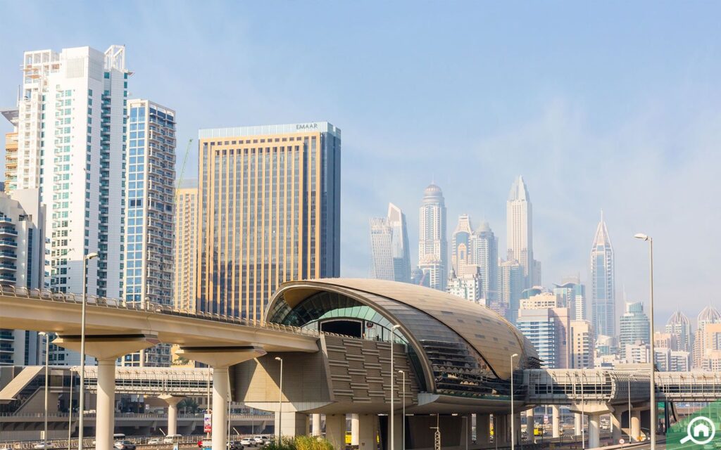 Dubai Metro driverless trains serving Red and Green Lines across the city