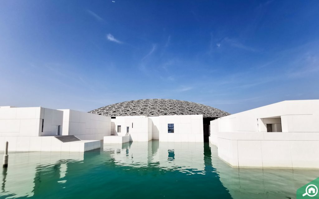 Louvre Abu Dhabi dome with rain of light effect on Saadiyat Island
