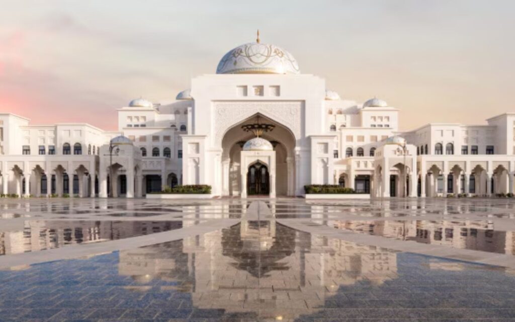 Qasr Al Watan Presidential Palace exterior with grand dome in Abu Dhabi