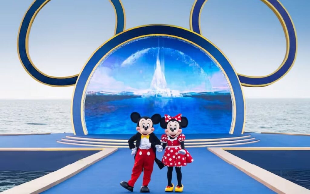 Mickey Mouse and Minnie Mouse at Disneyland Abu Dhabi launch event