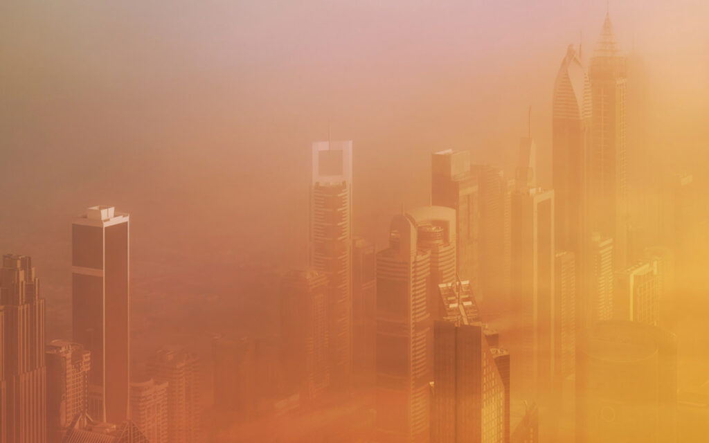 heavy dust and sand covering Dubai roads during a sandstorm